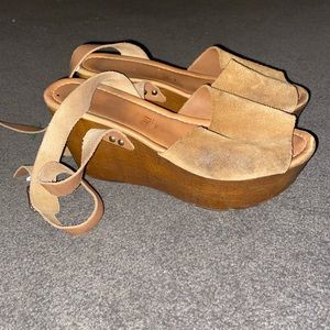 Tan platform sandals